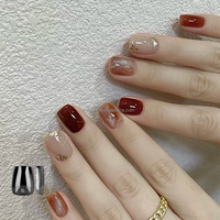 Faux ongles semi-mat professionnels, extra-épais, à tenue renforcée, à retirer par trempage, forme cercueil courte, 16 tailles, NADECO Factory, extension en gel