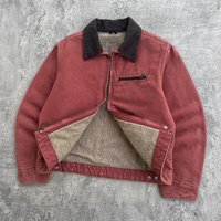 Veste de Travail Homme Personnalisée 14 oz en Toile Canard Épaisse Délavée, Style Vintage Ouvrier Detroit, Zippée pour Charpentier ou Bricoleur