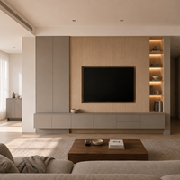 Mueble de TV Moderno y Minimalista Personalizado con Gabinete de Almacenamiento Inferior y Almacenamiento Flotante con Soporte para TV