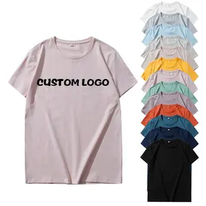 도매 200gsm 여름 사용자 정의 로고 부드러운 탄성 티셔츠 95 코튼 5 스판덱스 세련된 t 셔츠