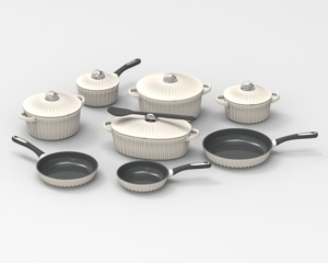 7Pcs Pots and Pans Set White