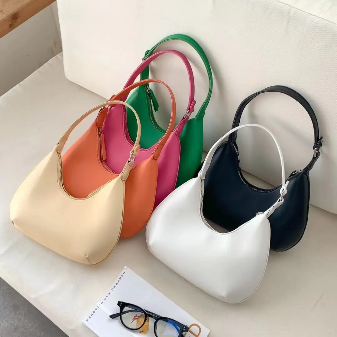 Benutzer definierte Half Moon Damen Umhängetasche Mode Geldbörsen und Handtaschen Großhandel Leder Einkaufstasche Luxus Damen handtaschen für Frauen