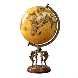 Globo Terráqueo Giratorio Vintage de 12 Pulgadas con Soporte de Criaturas Míticas, de Aluminio, Estilo Art Deco, Duradero, 25 Pulgadas de Alto, Decoración Clásica para el Hogar - Product Image 1