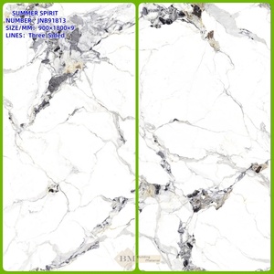 Dalles en porcelaine de grande taille, aspect marbre moderne, dalles en pierre frittée, finition brillante pour les murs, les sols, les salles de bain extérieures, ACCENTS - Product Image 3