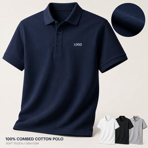 Chemises polo pour hommes, 100% coton peigné, tissu piqué doux au toucher, manches courtes, logo personnalisé, polo décontracté pour le golf, fournisseur - Product Image 1