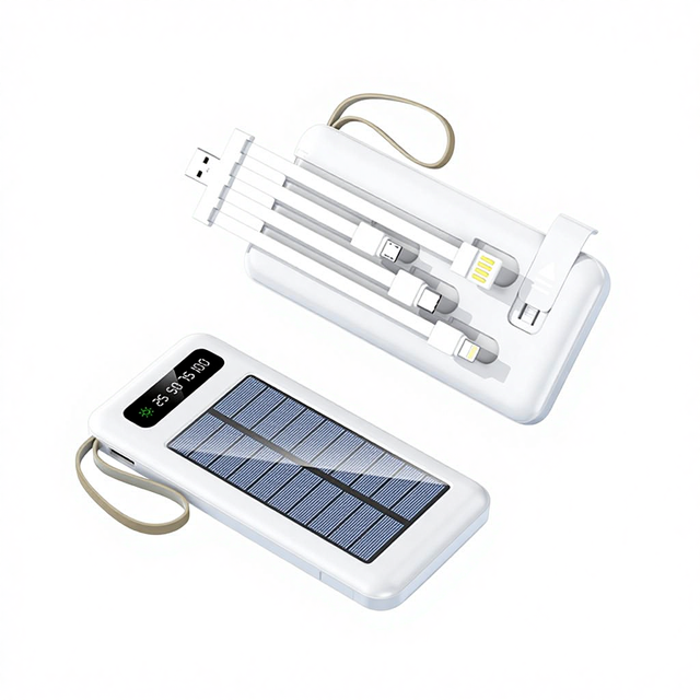 Solar Power Bank 20000mAh Portable Charger Fast Charging External Battery With Charging Cable Powerbank