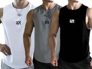 Camisetas sin mangas de algodón de talla grande para hombre, Material de malla de entrenamiento sin mangas, secado rápido, atlético, para correr, gimnasio, Playa muscular - Product Image 4