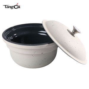 Casserole à riz ronde émaillée blanche de 11 pouces, style coréen, avec couvercle émaillé, idéale pour Bibimbap, soupes et cuisson lente – Tendance du moment - Product Image 3