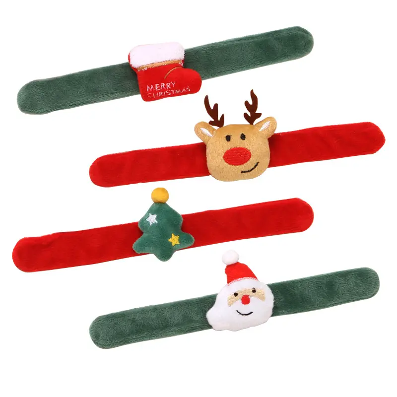 Fábrica de Natal Plush Slap Pulseiras Xmas Papai Noel Rena Envoltório Pulseira Brinquedo Para Chuveiro Do Bebê Natal Favores Do Partido Presentes