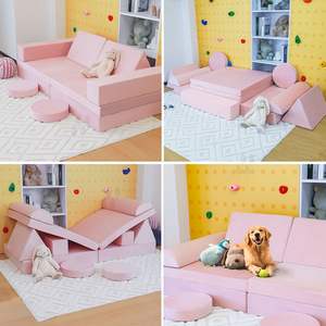 Ensemble de canapés modulaires en tissu COSTFULL, luxe moderne, confortable, doux, convertible, haute résilience, rose, chambre d'enfant, salon, hôtel - Product Image 2