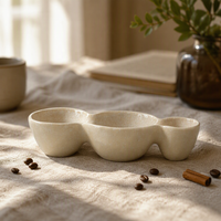 FLOLENCO Bol de service en céramique fait main, motif cacahuète, émail moucheté, multi-bols pour présentation de snacks et fruits