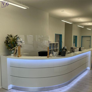 Mostrador de Recepción de 1 Plaza con Diseño Moderno Personalizado en Blanco Brillante con Franjas Plateadas <span class=keywords><strong>para</strong></span> Oficinas Pequeñas - Product Image 4
