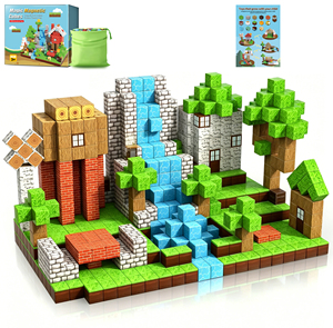 100 pièces STEM Montessori Cadeaux d'anniversaire sensoriels Blocs magnétiques en plastique Jouets cubes Empilage Construction Monde forestier Stqiji >14 ans - Product Image 1