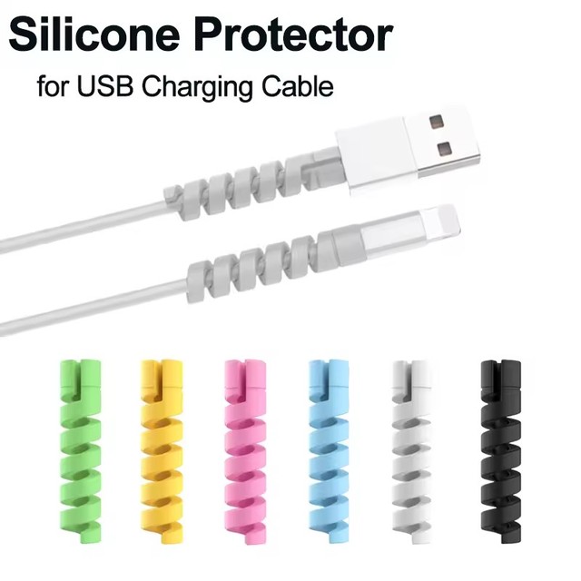 Cable Protector Silicone Charge Cable Spiral Winder Wire End Cord Savers Cover for Phone USB Charger Cable Accessories