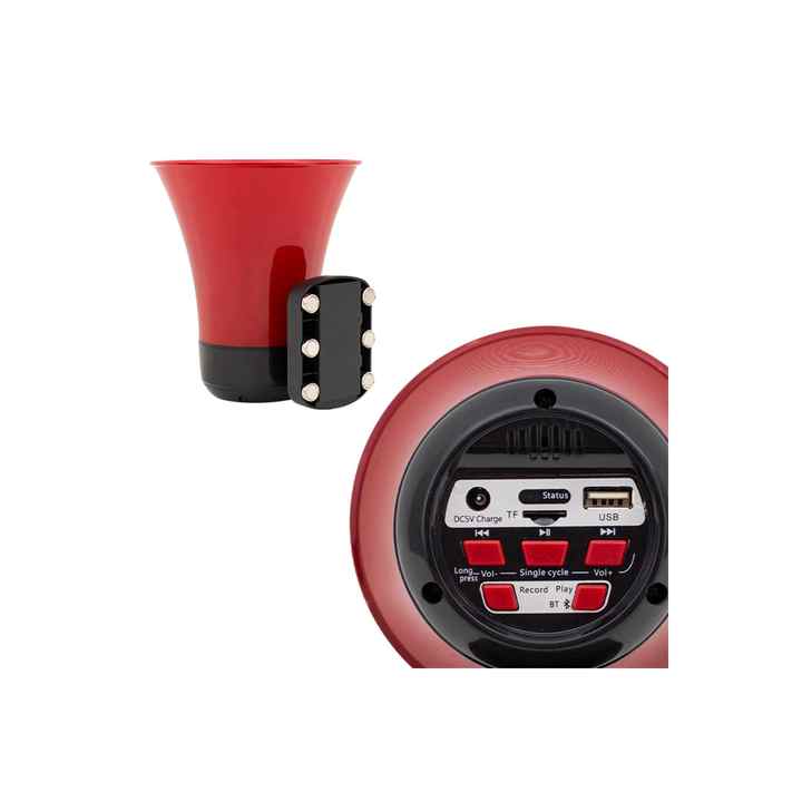 Magıcvoıce Mk-196k Vehicle Mounted Magnet Bluetooth USB 18650 Battery Powered 50 Watt External Horn Speaker