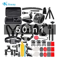 Kitway ชุดอุปกรณ์เสริมกล้อง Action & Sports Gopros,ชุดคิต50-In-1ของแท้สำหรับ Gorpo Hero 10 9 8 Go Pro
