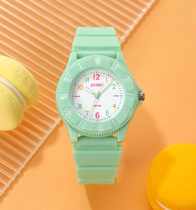 Quartz SKMEI 2151 <span class=keywords><strong>montre</strong></span> analogique pour adolescents boîtier 50M étanche à la mode enfant Style résine bande PC chronomètre alarme Double - Product Image 3