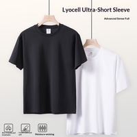 T-shirt en coton 220g pour homme, sensation fraîche, vente en gros, 220 g/m², Lyocell, impression personnalisée du logo, t-shirts vierges en polyester et coton, t-shirt unisexe
