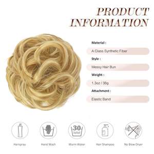 Vente en gros de cheveux synthétiques pour femmes postiche <span class=keywords><strong>chignon</strong></span> instantané bande élastique ondulée bouclée chignons en désordre style droit <span class=keywords><strong>chignon</strong></span> élastique - Product Image 2