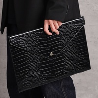 Sac de rangement portable pour ordinateur portable et tablette en cuir PU texturé crocodile de luxe avec logo personnalisé, 13, 14, 15, 16 pouces