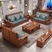 Traditionelles Hochwertiges Konvertierbares Gepolstertes Stoff-Sofa-Set Modulares Ecksofa-Bett für Wohnzimmer Villa Massivholz-Aufbewahrung