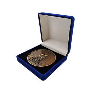 Venta al por mayor <span class=keywords><strong>precio</strong></span> barato de fábrica de medalla caja azul flocado seguro caja de moneda recuerdo - Product Image 4