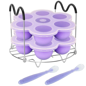 Wholesale Kitchen 5-Piece Silicone <b>Bites</b> Molds and Steamer Rack Trivet with Heat Resistant Handles & 2PCS Spoon - Product Image 5
