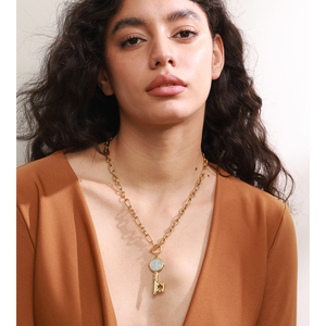 JINYOU Collar con Colgante de Doble Cara en Forma de Llave Grande Chapado en Oro, Acero Inoxidable Hipoalergénico, Diseño de Moda 402 - Product Image 4