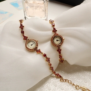 Montres pour femmes de haute qualité en pierres de grenat naturelles, montres-bracelets de luxe pour femmes, ensemble cadeau - Product Image 4