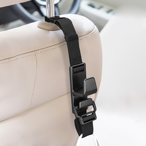 Organisateur latéral de siège de voiture avec sac de rangement Support d'appui-tête et agrafe de fixation automatique Crochets pour dossier de siège - Product Image 3