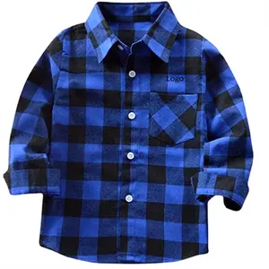 Großhandel heiß verkaufen Kinder kleine Jungen Mädchen Baby Langarm Button Down Red Plaid Flanell Shirt sehr weiche und bequeme Kinder