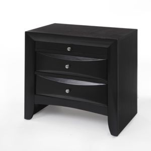 Black 2-<b>Drawer</b> Nightstand With Tray Modern Bedroom <b>Storage</b> <b>Drawer</b> Unit - Product Image 3