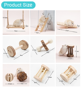 Giocattoli e accessori per animali domestici all'ingrosso del criceto, giocattoli da masticare del criceto delle scale di legno naturali messi per il pappagallo olandese del maiale del coniglio del criceto - Product Image 5