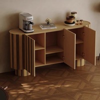 Mueble de Almacenamiento para Sala de Estar de Madera Maciza de Estilo Italiano Minimalista, Aparador con Patas, Mueble de Pasillo con Rayas de Estilo Mid-Century