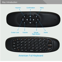 Mini Teclado Recargable C120, 2.4G Inalámbrico, Mouse de Aire, Teclado QWERTY en Inglés, Árabe, Ruso y Tailandés, Control Remoto Universal