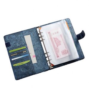 A5 6 Ring Binder A6 Vintage Hard Cover Budget Binder Notebook Relievo Leather Journal Notebook Planner with Cash <b>Envelope</b> Retro - Product Image 1