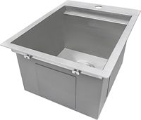 Évier rectangulaire 15 x 20 pouces pour poste de travail, à encastrer ou à poser, pour bar, préparation alimentaire, camping-car, caravane, en acier inoxydable de calibre 16