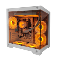 Full Tower MicroATX Steel Pillar Less Esports Gaming Computer Case with Panoramic Side View-Stock