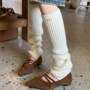 नए सफेद पैर के गर्म महिलाओं शरद ऋतु सर्दियों की ऊन-लाइन मोटी गर्म ऐक्रेलिक/पॉलिएस्टर/नायलॉन बहुमुखी बैले शैली ठोस - Product Image 1