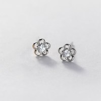 925 Sterling Silber Kleine Blumenform Vergoldete Zirkon-Ohrstecker Feiner Schmuck für Frauen Mädchen