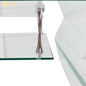 Mesa de centro para sala de estar, mueble moderno de cristal curvado transparente con estante inferior para Hotel, hogar, oficina, banquete, mesa de centro al aire libre - Product Image 6