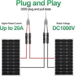 Y-Abzweig-Solara schluss mit 30-cm-Kabel 20A 1000V DC IP67 Wasserdicht 2 bis 1 FFM MMF in einem Set für Solar panel - Product Image 3