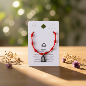 Cavigliera Libra Sette Stelle con Cordino Rosso in Acciaio Inossidabile, Gioiello Zodiacale Fatto a Mano - Product Image 3