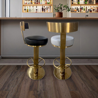 Nouvelle Annonce Mobilier d'Hôtel Moderne Or Métal Pivotant Rembourré Dossier Chaise Comptoir Tabourets De Bar De Luxe
