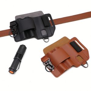 <b>Men's</b> Waist Belt Bag PU Leather Vintage Style EDC Tool Knife Torch Holder <b>Pouch</b> Multitool Sheath for Work - Product Image 1