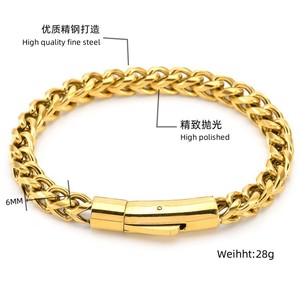 पुरुषों लक्जरी स्टेनलेस स्टील आधुनिक लिंक श्रृंखला, पुरुषों के लिए गहने 18k प्लेटेड, लॉक आकार ईसाई पार्टी उपहार के साथ ब्रेसलेट - Product Image 2