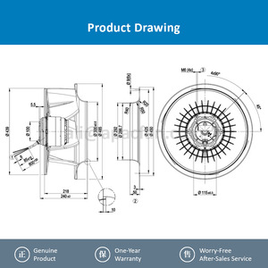 Ventilateur centrifuge de refroidissement HVAC sur pied, à roulement à billes, 450 mm, 230/400 V, 1350 tr/min, 710 W, 2,51 A, IP54, OEM, pour R4D450-RH01-01 - Product Image 4