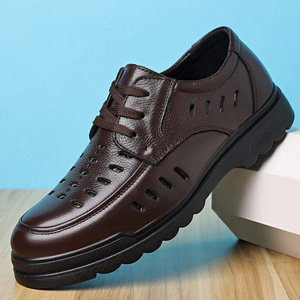 Zapatos de Hombre Mulinsen, de Cuero Genuino, con Diseño Calado, Tacón Bajo, con Cordones, Casuales, para Trabajo, Color Marrón Sólido - Product Image 3