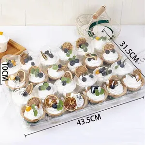 Plastik PET Cupcake konteyner şeffaf tek kullanımlık 1 2 4 6 12 24 sayım gıda özel kutu ambalaj geri dönüşümlü Caja De Cupcakes