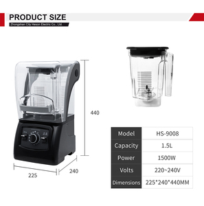 Mixeur Commercial Robuste 1500W Argent Silencieux pour Jus et Smoothies Fruits Frais Récipient en Verre 1,5L Électrique Usage Hôtelier - Product Image 2